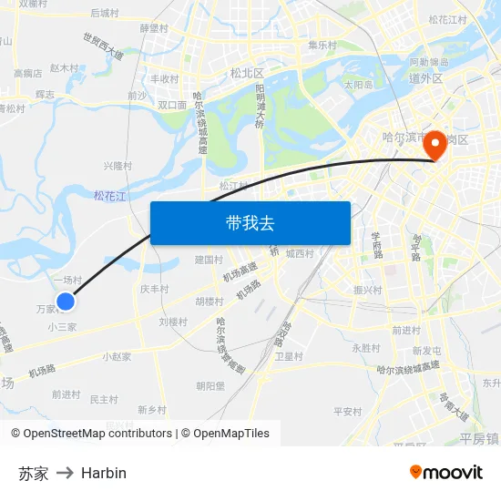 苏家 to Harbin map