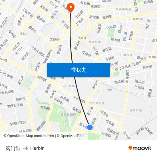 阀门街 to Harbin map