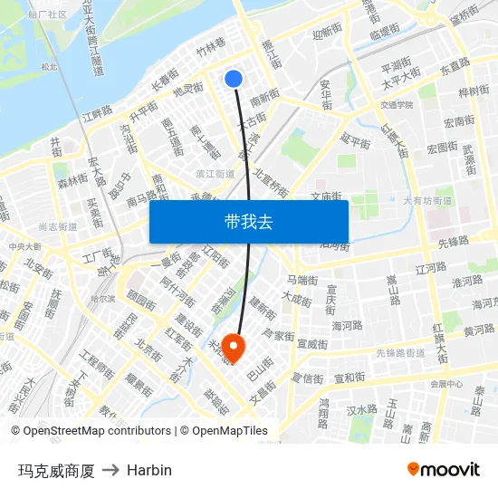 玛克威商厦 to Harbin map