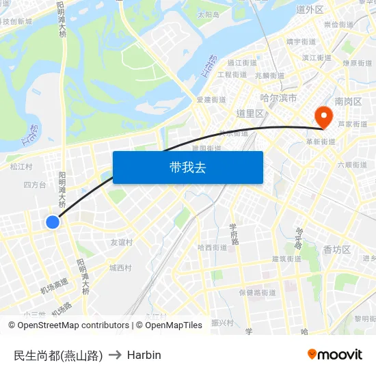 民生尚都(燕山路) to Harbin map