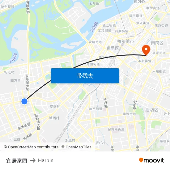 宜居家园 to Harbin map