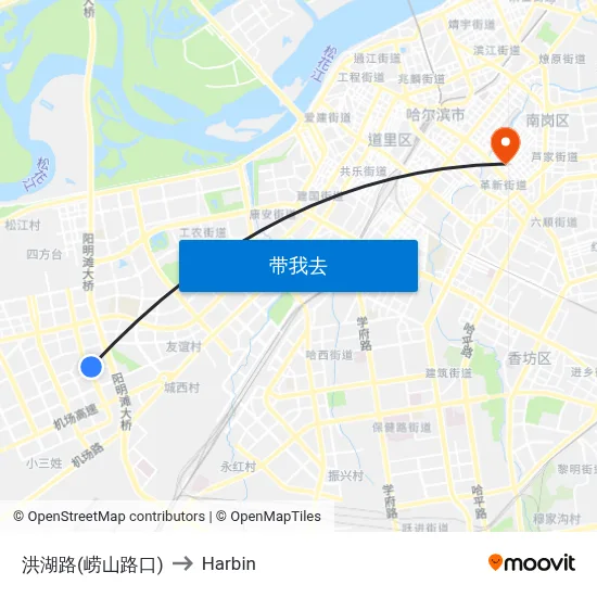 洪湖路(崂山路口) to Harbin map