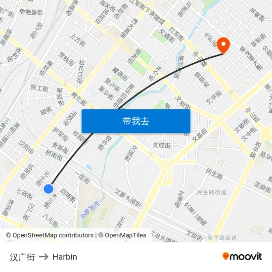 汉广街 to Harbin map