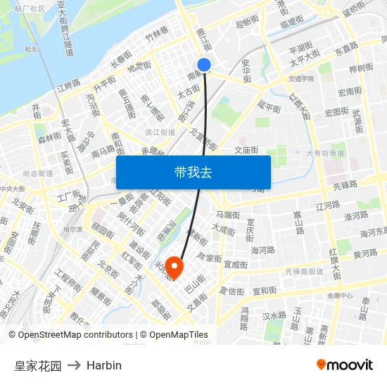 皇家花园 to Harbin map