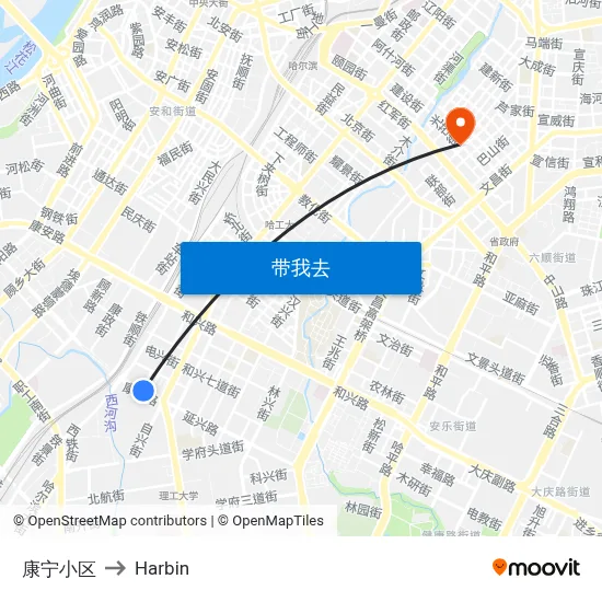 康宁小区 to Harbin map