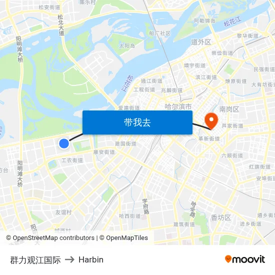 群力观江国际 to Harbin map