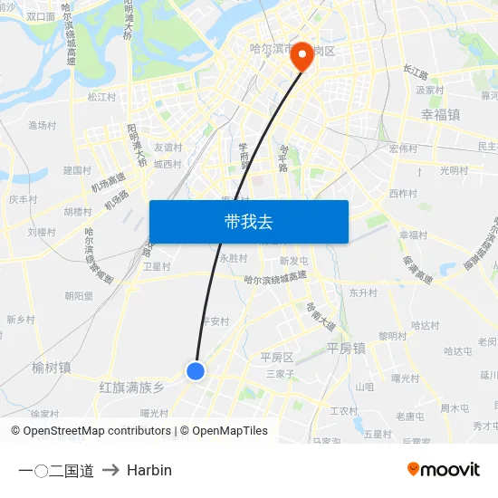 一〇二国道 to Harbin map