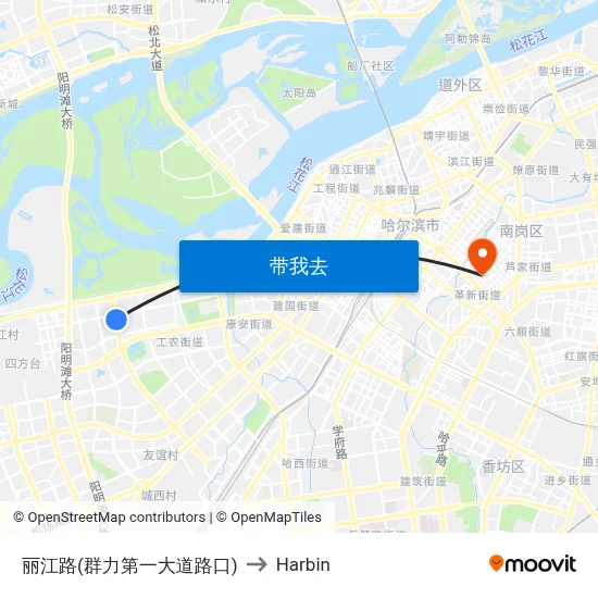 丽江路(群力第一大道路口) to Harbin map