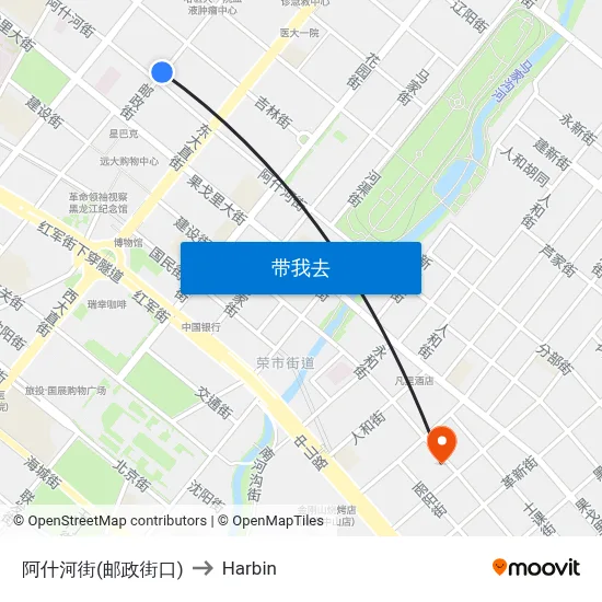 阿什河街(邮政街口) to Harbin map