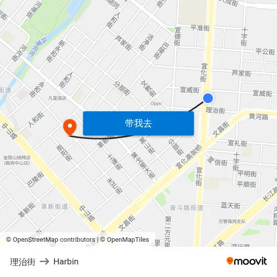 理治街 to Harbin map