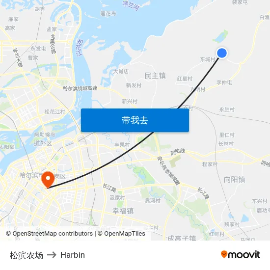 松滨农场 to Harbin map