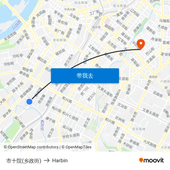 市十院(乡政街) to Harbin map