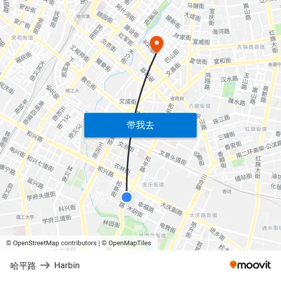 哈平路 to Harbin map