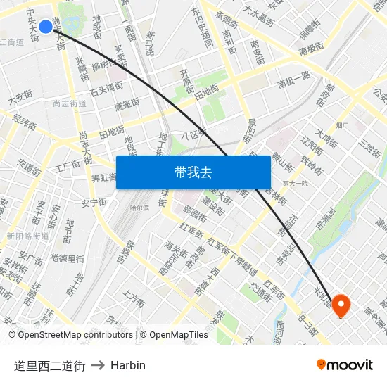 道里西二道街 to Harbin map