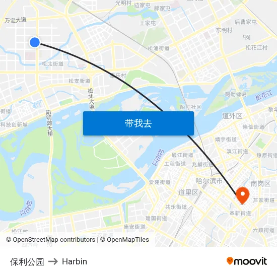 保利公园 to Harbin map