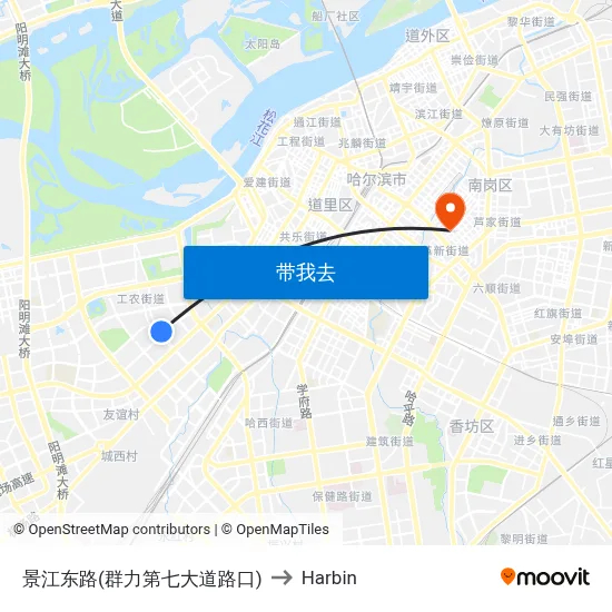 景江东路(群力第七大道路口) to Harbin map