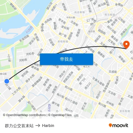 群力公交首末站 to Harbin map