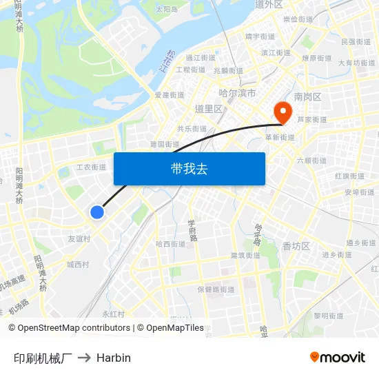 印刷机械厂 to Harbin map