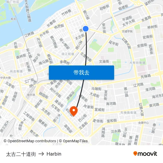 太古二十道街 to Harbin map