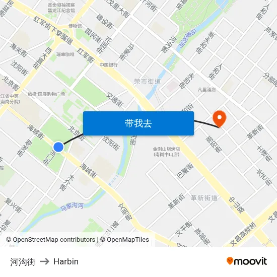 河沟街 to Harbin map