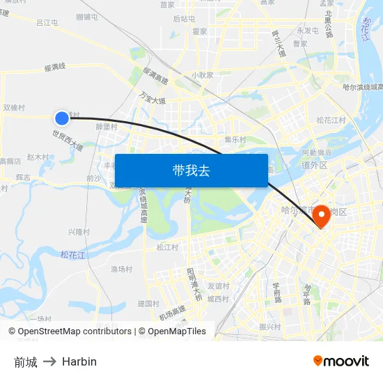 前城 to Harbin map