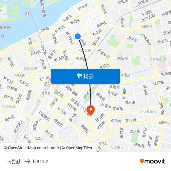 南勋街 to Harbin map