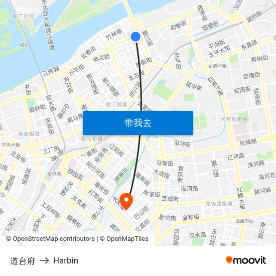 道台府 to Harbin map