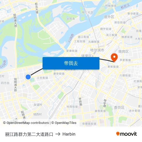 丽江路群力第二大道路口 to Harbin map