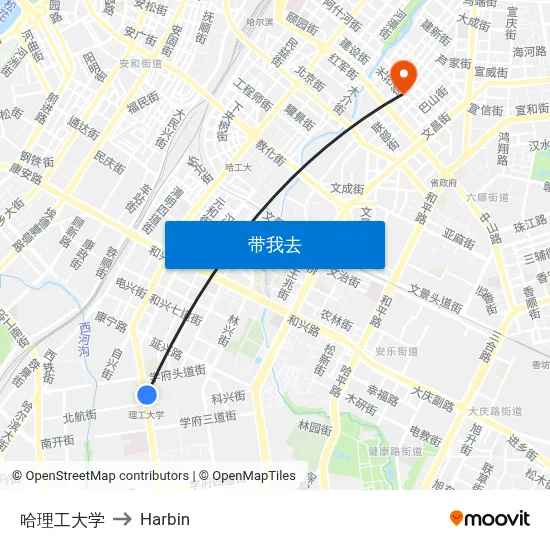 哈理工大学 to Harbin map