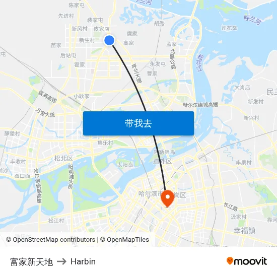 富家新天地 to Harbin map