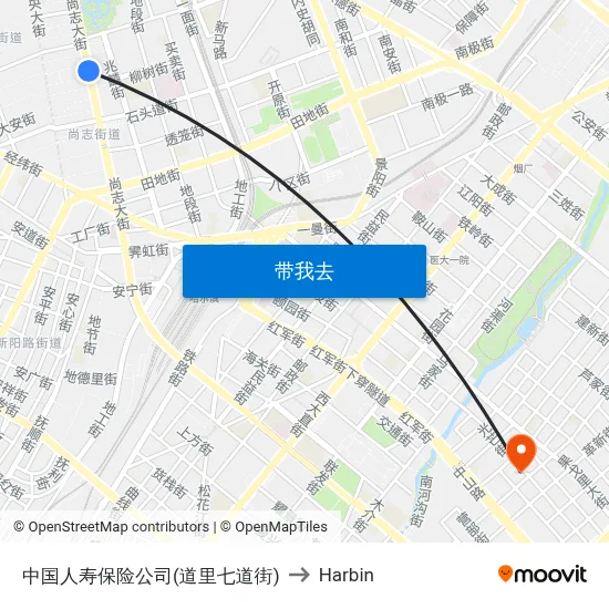 中国人寿保险公司(道里七道街) to Harbin map