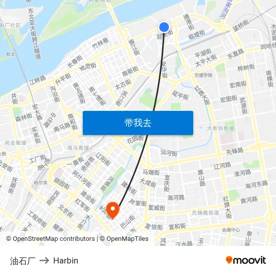 油石厂 to Harbin map