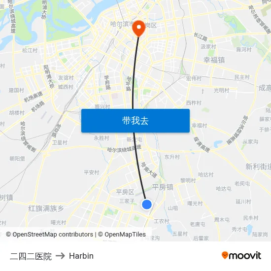 二四二医院 to Harbin map