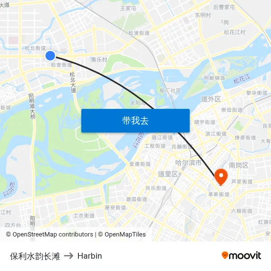保利水韵长滩 to Harbin map