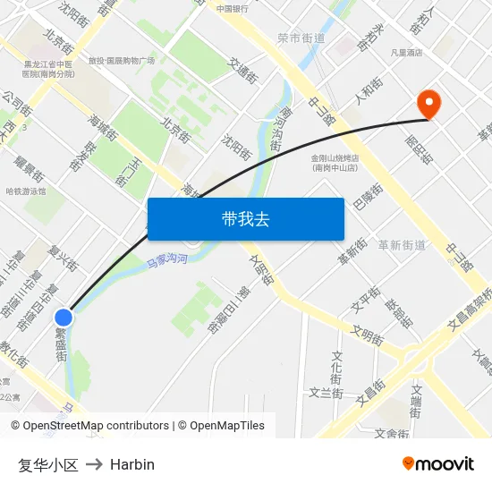 复华小区 to Harbin map