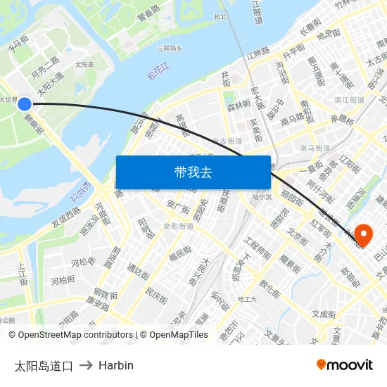 太阳岛道口 to Harbin map