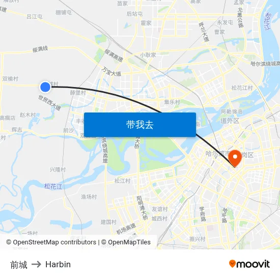 前城 to Harbin map