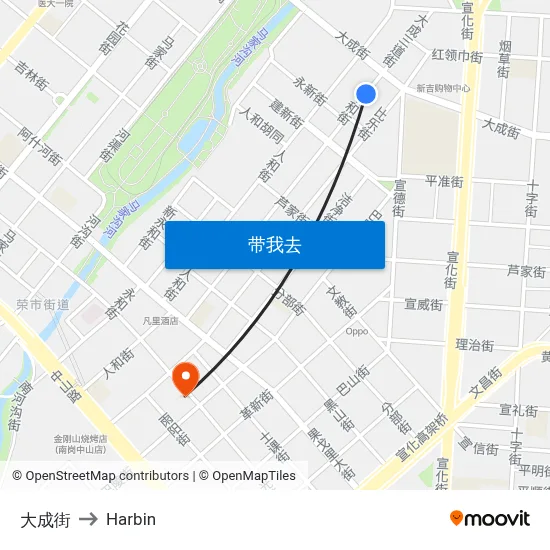 大成街 to Harbin map