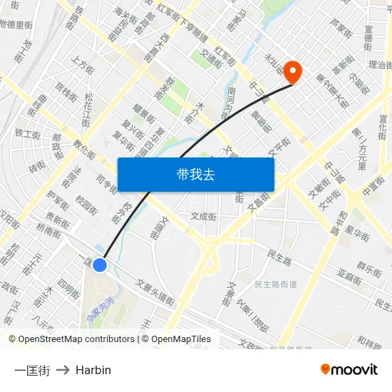 一匡街 to Harbin map