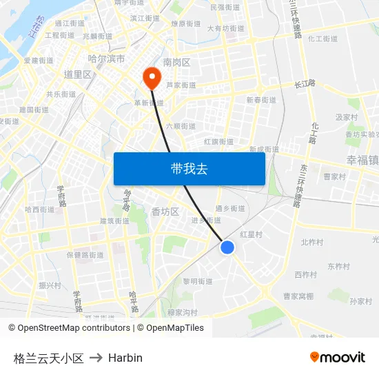 格兰云天小区 to Harbin map
