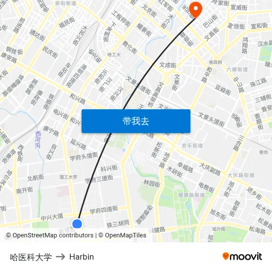 哈医科大学 to Harbin map