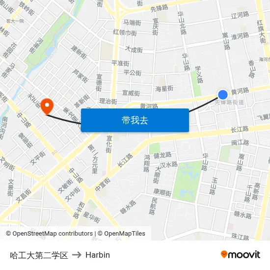 哈工大第二学区 to Harbin map
