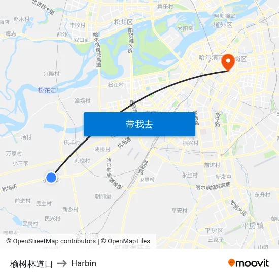 榆树林道口 to Harbin map