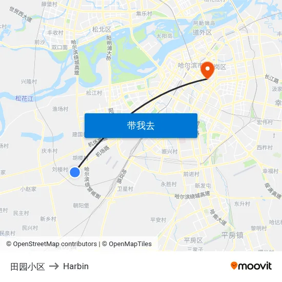 田园小区 to Harbin map