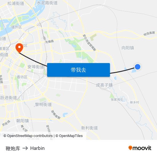 鞭炮库 to Harbin map