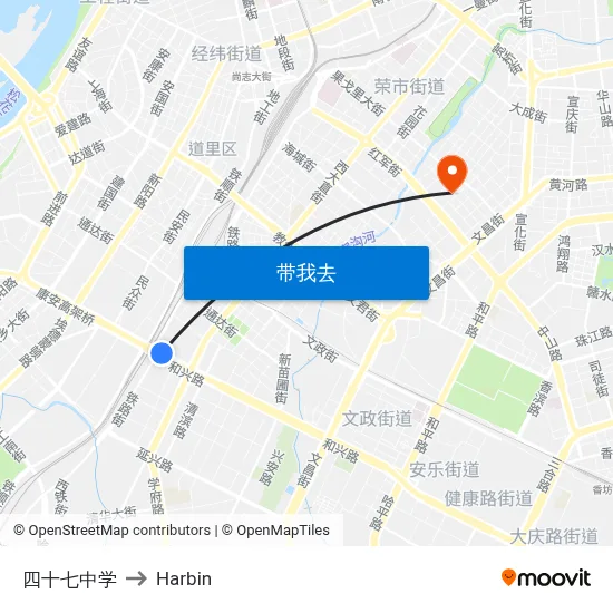 四十七中学 to Harbin map
