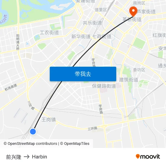 前兴隆 to Harbin map