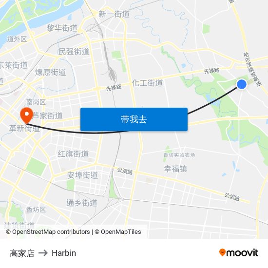 高家店 to Harbin map