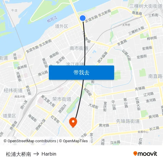 松浦大桥南 to Harbin map