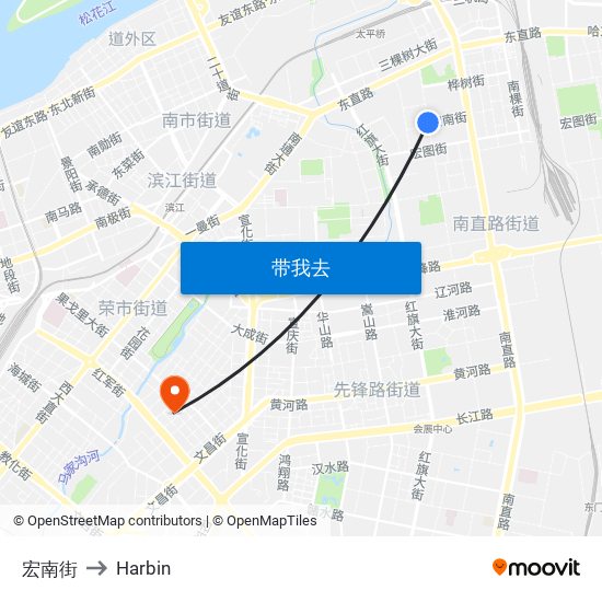 宏南街 to Harbin map